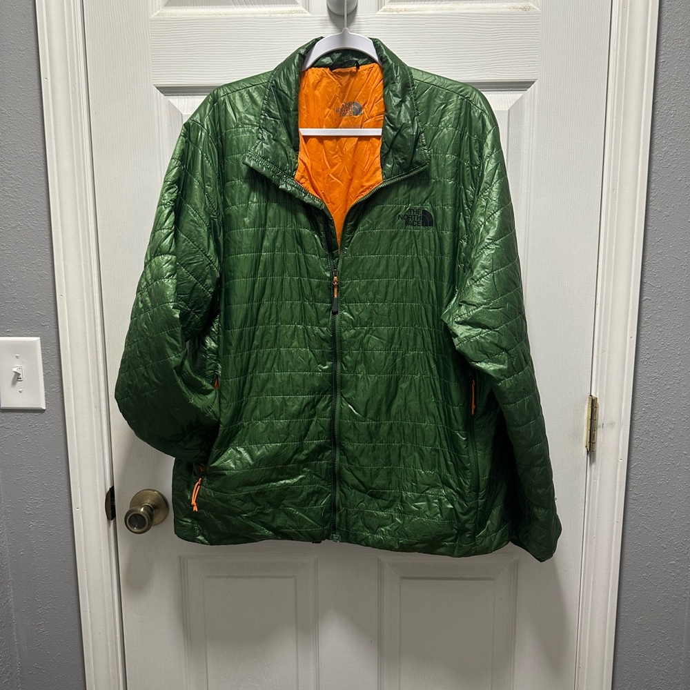 The North Face Men's Lightweight Green Jacket with Orange Lining